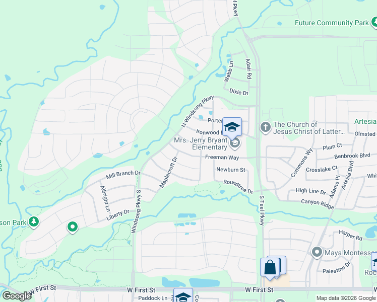 map of restaurants, bars, coffee shops, grocery stores, and more near in Prosper