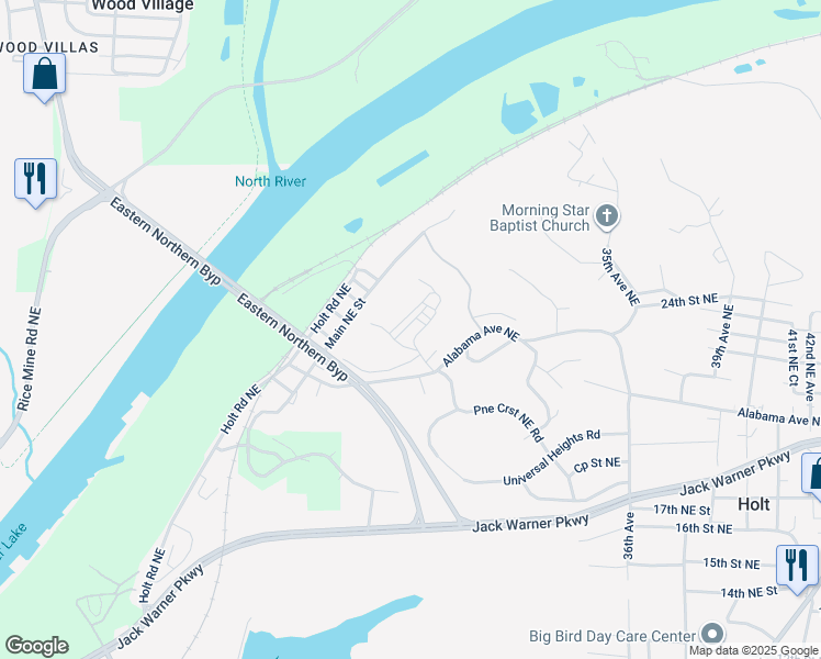 map of restaurants, bars, coffee shops, grocery stores, and more near 3 Bealle Circle in Tuscaloosa