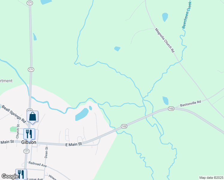 map of restaurants, bars, coffee shops, grocery stores, and more near in Gibson