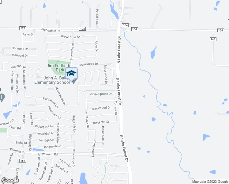 map of restaurants, bars, coffee shops, grocery stores, and more near 5000 White Spruce Drive in McKinney