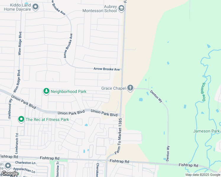 map of restaurants, bars, coffee shops, grocery stores, and more near 1912 Ridge Creek Lane in Aubrey