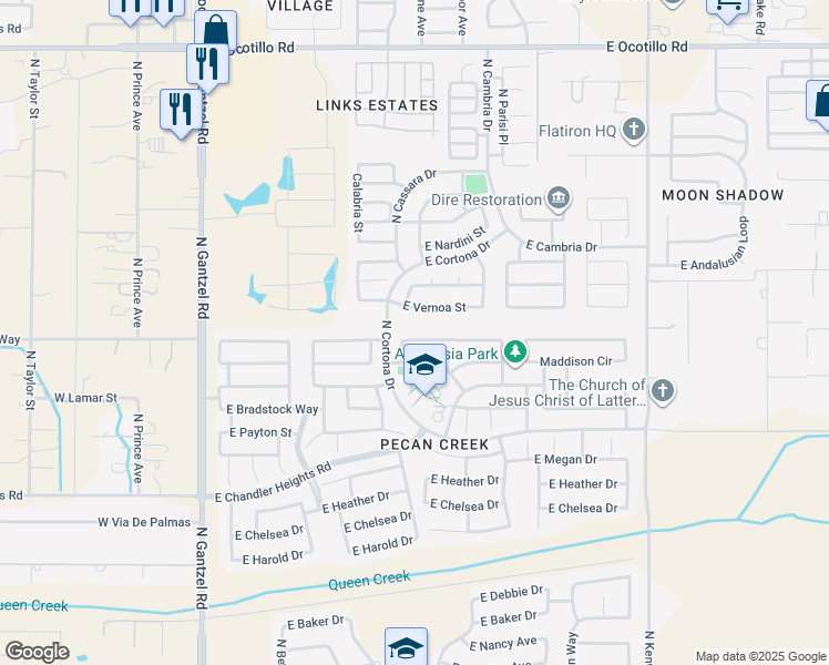map of restaurants, bars, coffee shops, grocery stores, and more near 998 East Christopher Street in San Tan Valley