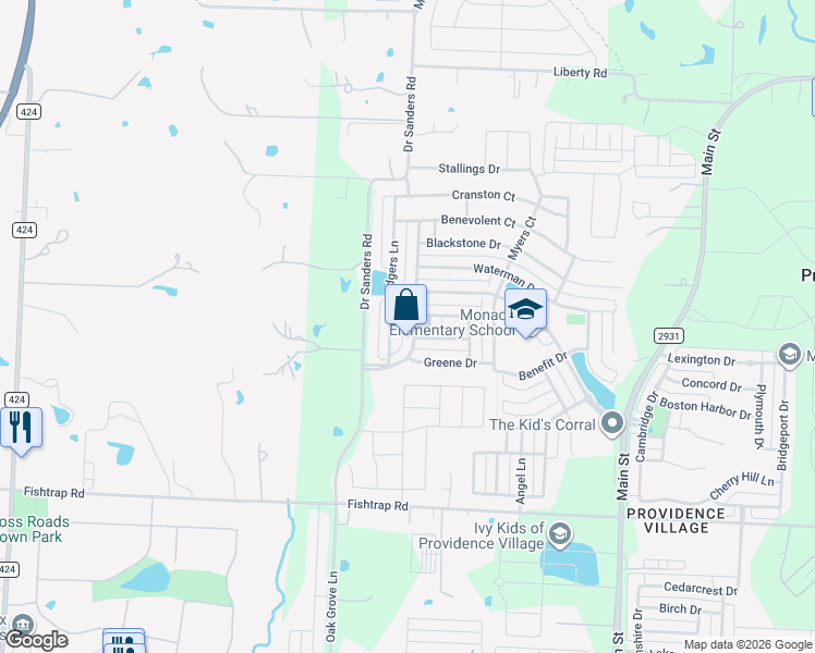 map of restaurants, bars, coffee shops, grocery stores, and more near 1913 Prospect Lane in Aubrey