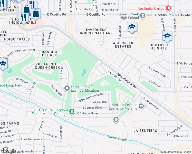 map of restaurants, bars, coffee shops, grocery stores, and more near 21837 East Gold Canyon Drive in Queen Creek