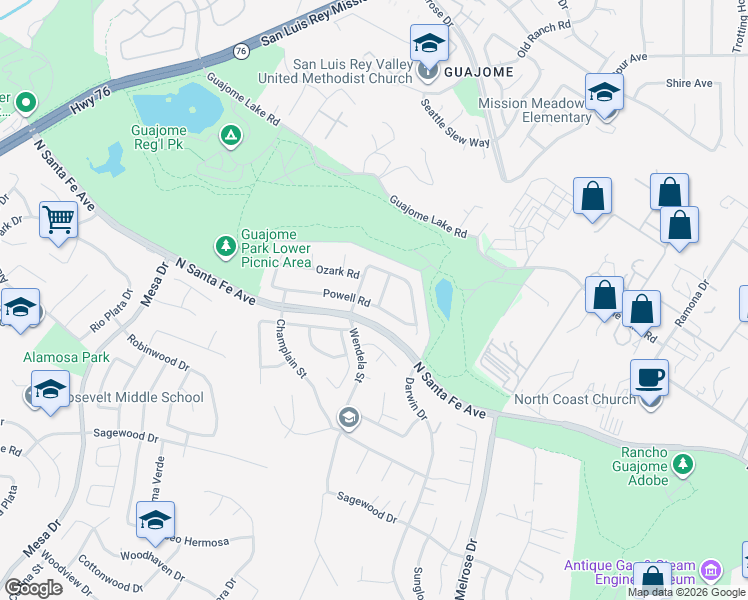 map of restaurants, bars, coffee shops, grocery stores, and more near 5312 Mead Street in Oceanside