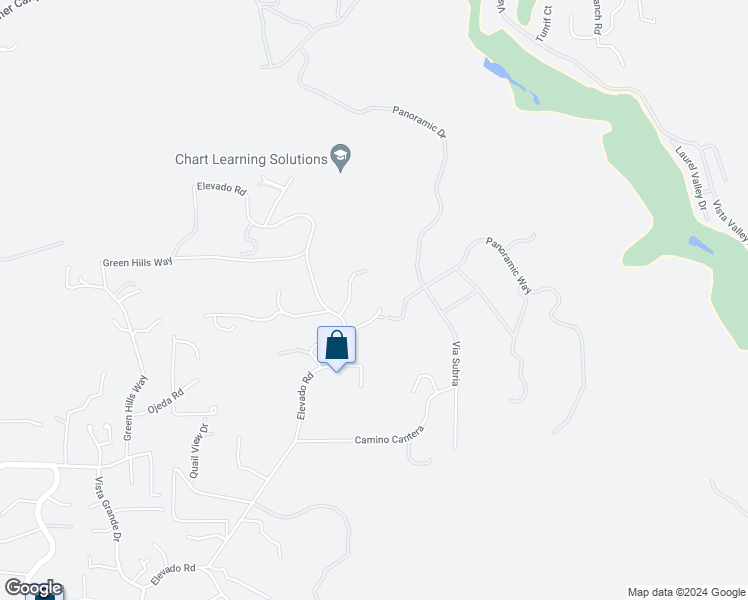 map of restaurants, bars, coffee shops, grocery stores, and more near 2154 Subida Al Cielo in Vista