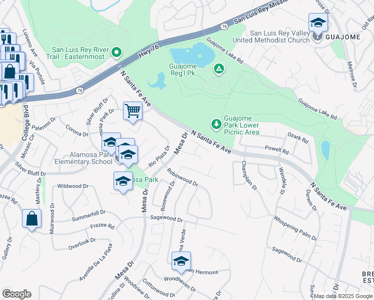 map of restaurants, bars, coffee shops, grocery stores, and more near 1104 Brighton Drive in Oceanside