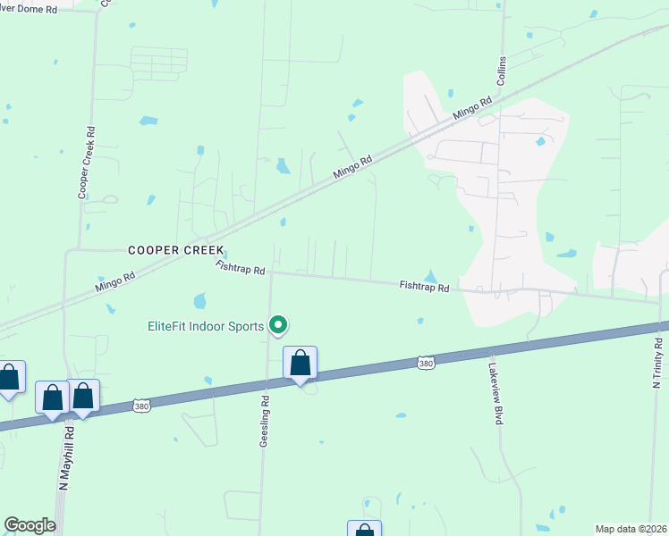 map of restaurants, bars, coffee shops, grocery stores, and more near 5505 Fishtrap Road in Denton