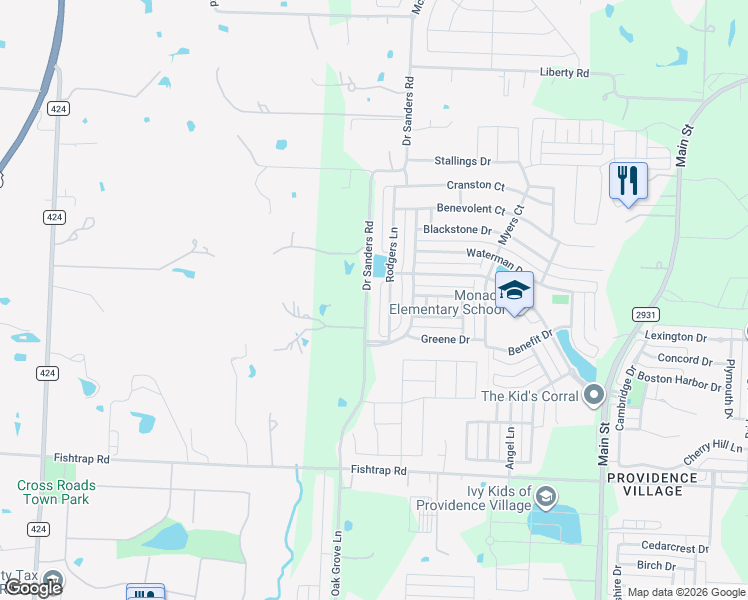 map of restaurants, bars, coffee shops, grocery stores, and more near 1908 Doctor Sanders Road in Aubrey