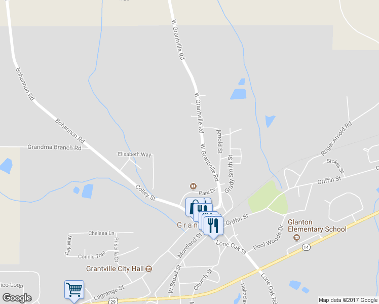 map of restaurants, bars, coffee shops, grocery stores, and more near 256 W Grantville Rd in Grantville