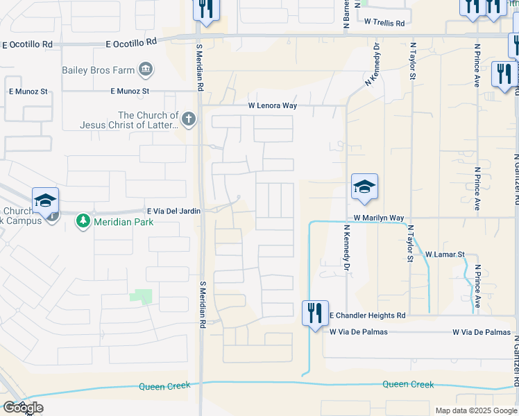 map of restaurants, bars, coffee shops, grocery stores, and more near 39747 North Trajen Place in Queen Creek