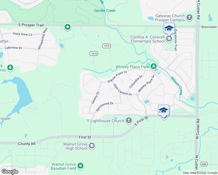 map of restaurants, bars, coffee shops, grocery stores, and more near 3671 Touchs Tone Court in Prosper