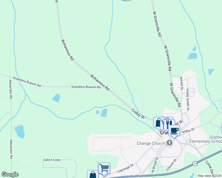 map of restaurants, bars, coffee shops, grocery stores, and more near 365 Bohannon Road in Grantville