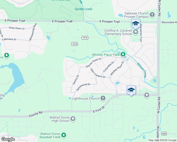map of restaurants, bars, coffee shops, grocery stores, and more near 3671 Touchs Tone Court in Prosper