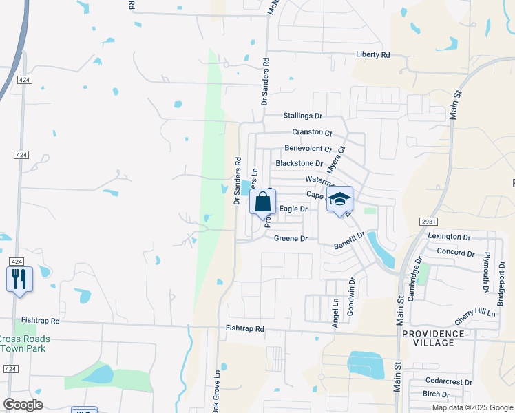 map of restaurants, bars, coffee shops, grocery stores, and more near 1912 Rodgers Lane in Aubrey