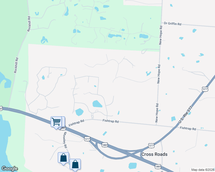 map of restaurants, bars, coffee shops, grocery stores, and more near 1601 Mossy Rock Circle in Cross Roads