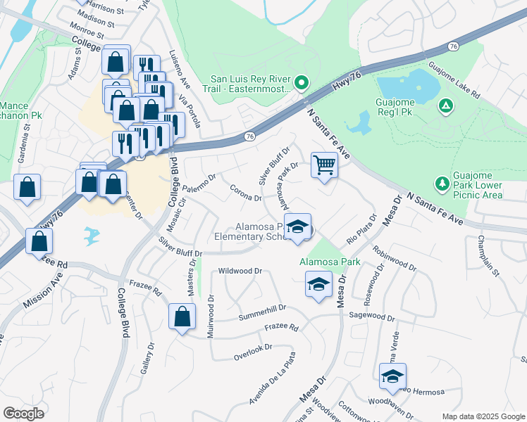 map of restaurants, bars, coffee shops, grocery stores, and more near 770 Tawny Court in Oceanside