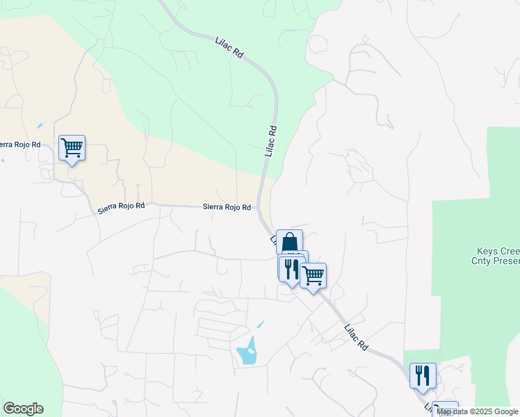 map of restaurants, bars, coffee shops, grocery stores, and more near 29197 Lilac Road in Valley Center