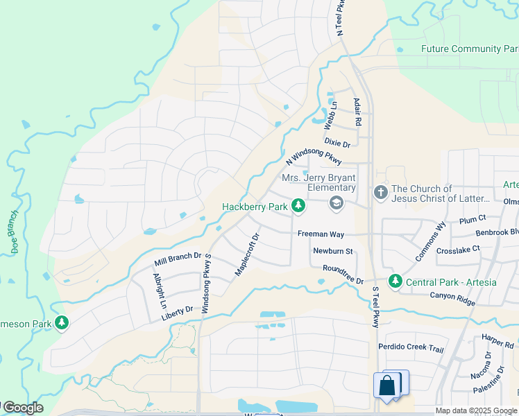 map of restaurants, bars, coffee shops, grocery stores, and more near in Prosper
