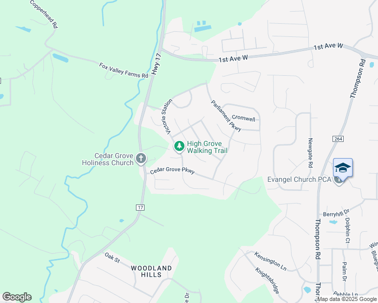 map of restaurants, bars, coffee shops, grocery stores, and more near 133 Churchill Drive in Alabaster