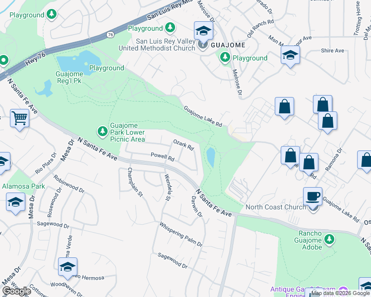 map of restaurants, bars, coffee shops, grocery stores, and more near 5331 Mead Street in Oceanside