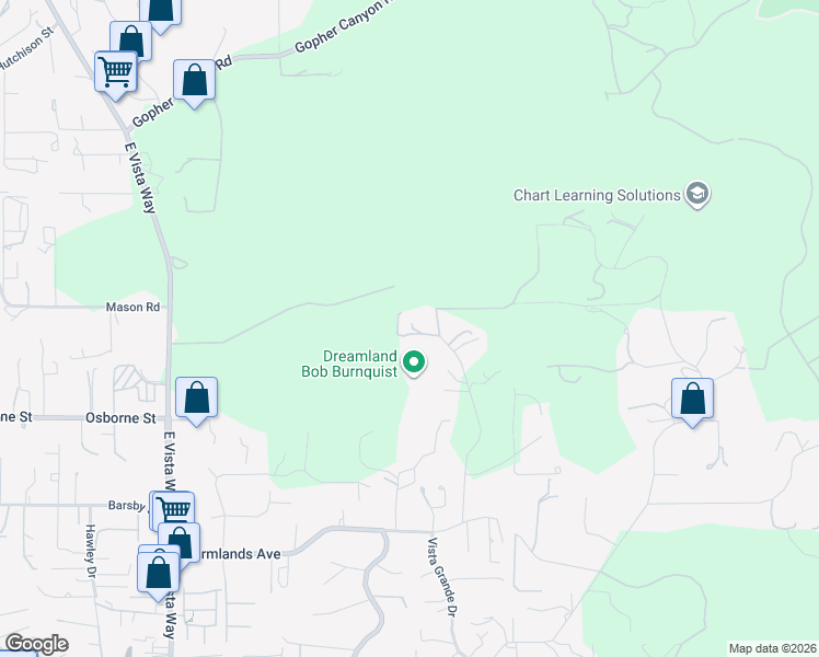 map of restaurants, bars, coffee shops, grocery stores, and more near 2576 Green Hills Way in Vista