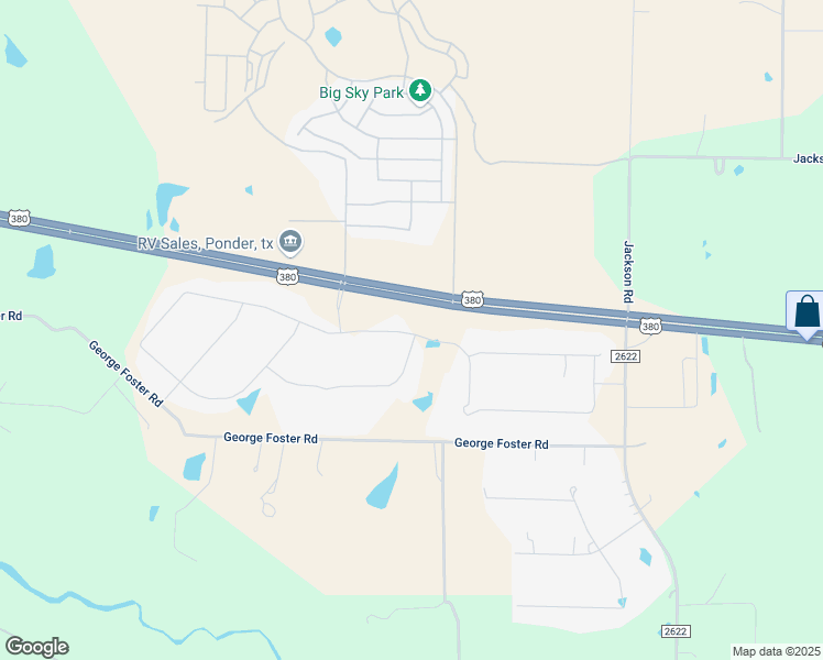 map of restaurants, bars, coffee shops, grocery stores, and more near U.S. 380 in Ponder