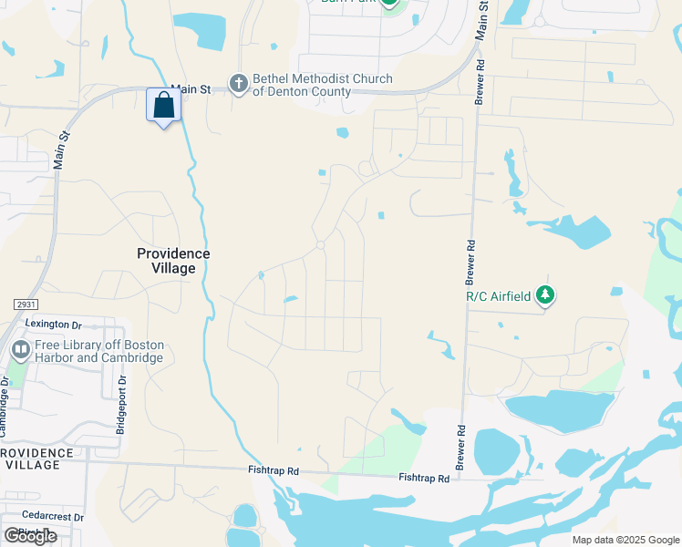 map of restaurants, bars, coffee shops, grocery stores, and more near 2127 Brewer Road in Aubrey