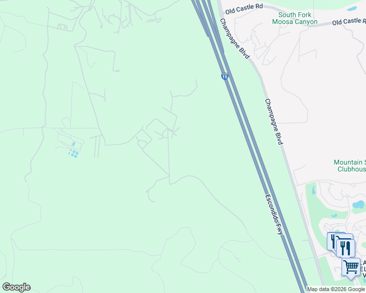 map of restaurants, bars, coffee shops, grocery stores, and more near 29101-29281 Lawrence Welk Lane in Escondido