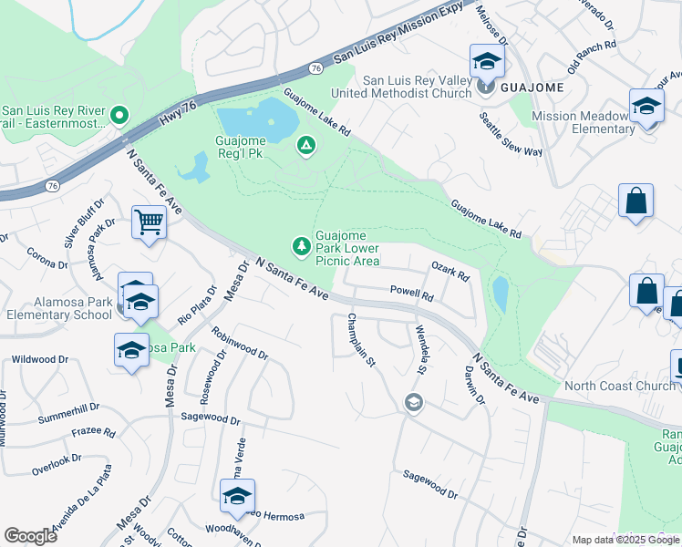 map of restaurants, bars, coffee shops, grocery stores, and more near 5312 Ontario Street in Oceanside