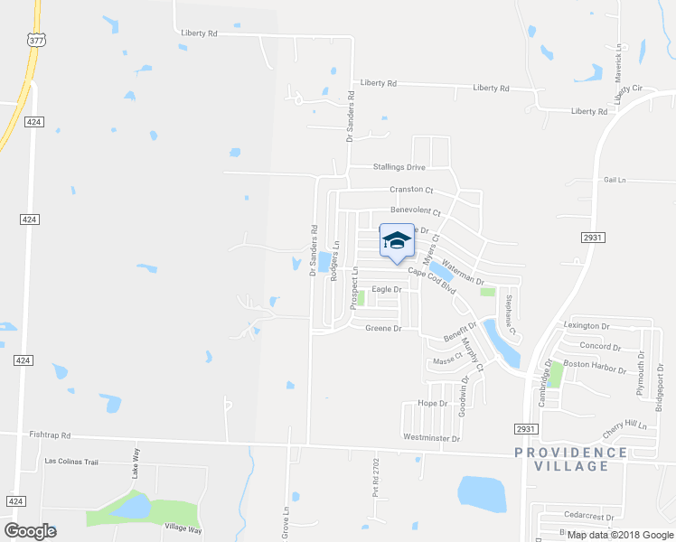 map of restaurants, bars, coffee shops, grocery stores, and more near 2024 Rodgers Lane in Aubrey