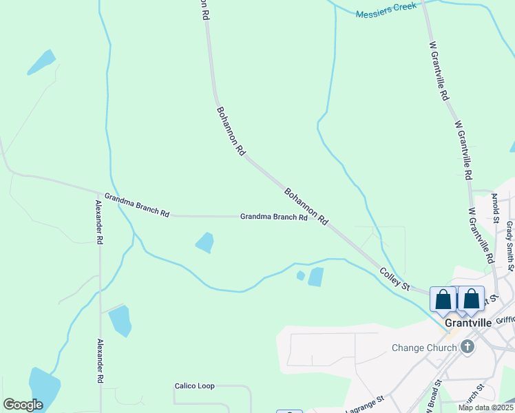 map of restaurants, bars, coffee shops, grocery stores, and more near 151 Grandma Branch Road in Grantville