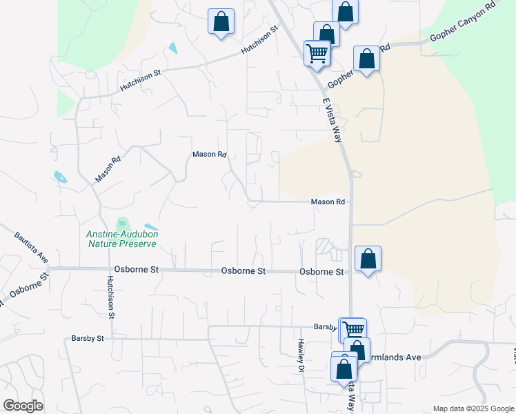 map of restaurants, bars, coffee shops, grocery stores, and more near 831 Mason Road in Vista