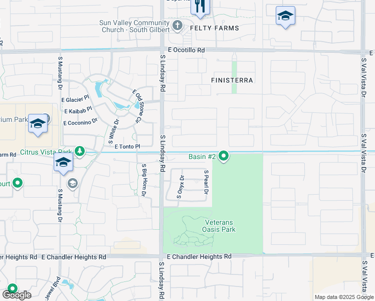 map of restaurants, bars, coffee shops, grocery stores, and more near 4097 East Tonto Place in Chandler