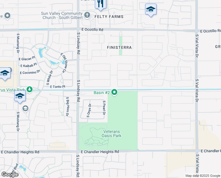 map of restaurants, bars, coffee shops, grocery stores, and more near 4247 East Tonto Place in Chandler