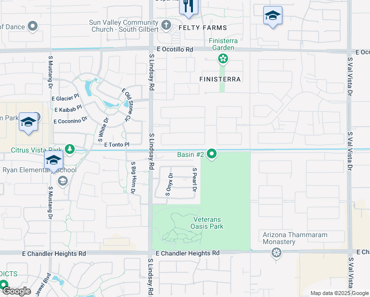 map of restaurants, bars, coffee shops, grocery stores, and more near 4157 East Tonto Place in Chandler
