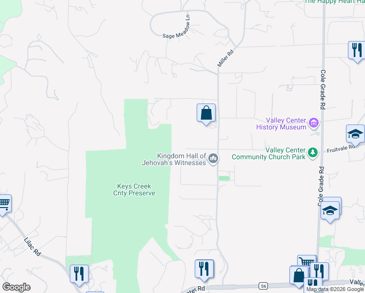 map of restaurants, bars, coffee shops, grocery stores, and more near 13720 Misty Oak Road in Valley Center