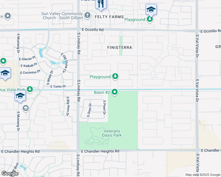 map of restaurants, bars, coffee shops, grocery stores, and more near 4247 East Tonto Place in Chandler