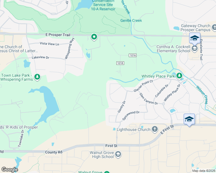 map of restaurants, bars, coffee shops, grocery stores, and more near 3360 Briarcliff Drive in Prosper