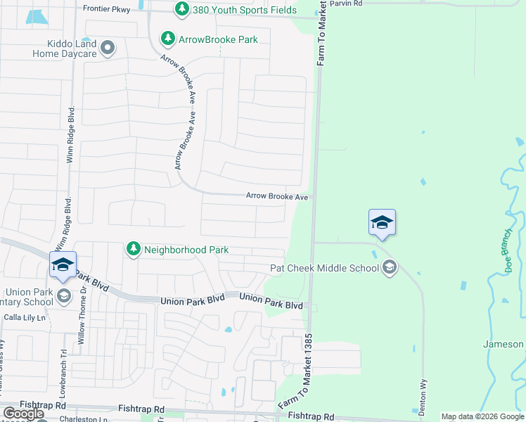 map of restaurants, bars, coffee shops, grocery stores, and more near 1728 Settlement Way in Aubrey