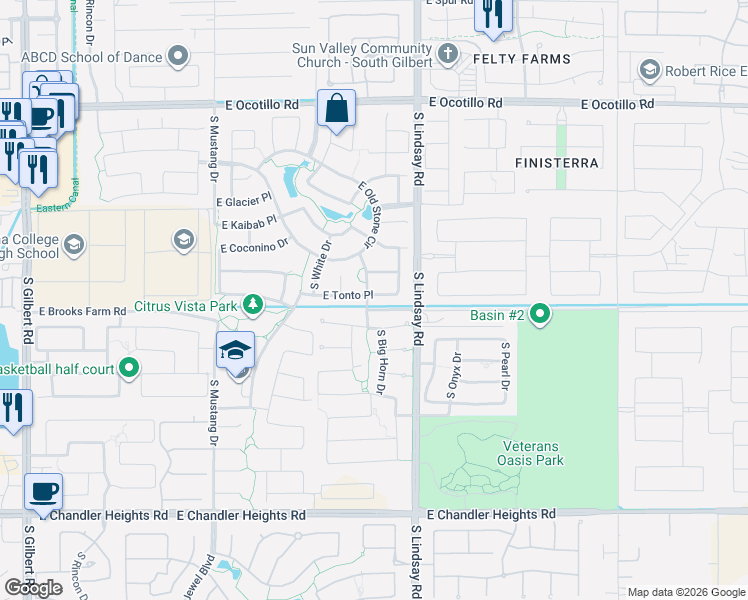 map of restaurants, bars, coffee shops, grocery stores, and more near in Chandler