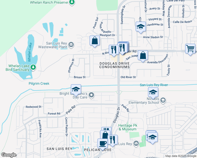 map of restaurants, bars, coffee shops, grocery stores, and more near 4438 Brisbane Way in Oceanside