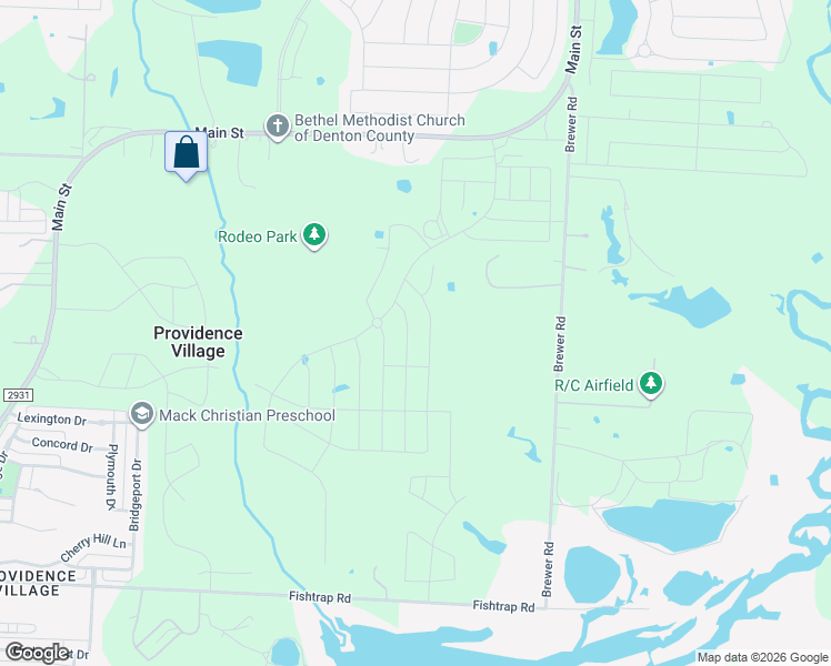 map of restaurants, bars, coffee shops, grocery stores, and more near 3642 Brewer Road in Aubrey