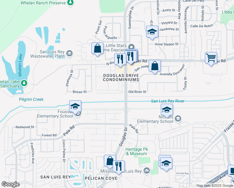 map of restaurants, bars, coffee shops, grocery stores, and more near 4464 Brisbane Way in Oceanside