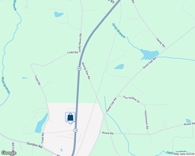 map of restaurants, bars, coffee shops, grocery stores, and more near 627 Rising Star Road in Senoia