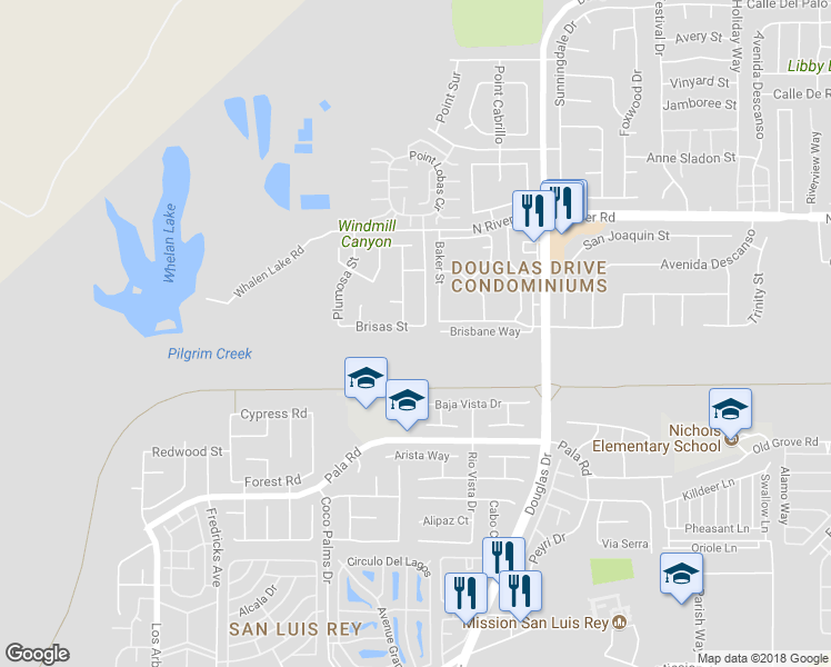 map of restaurants, bars, coffee shops, grocery stores, and more near 143 Brisas Street in Oceanside
