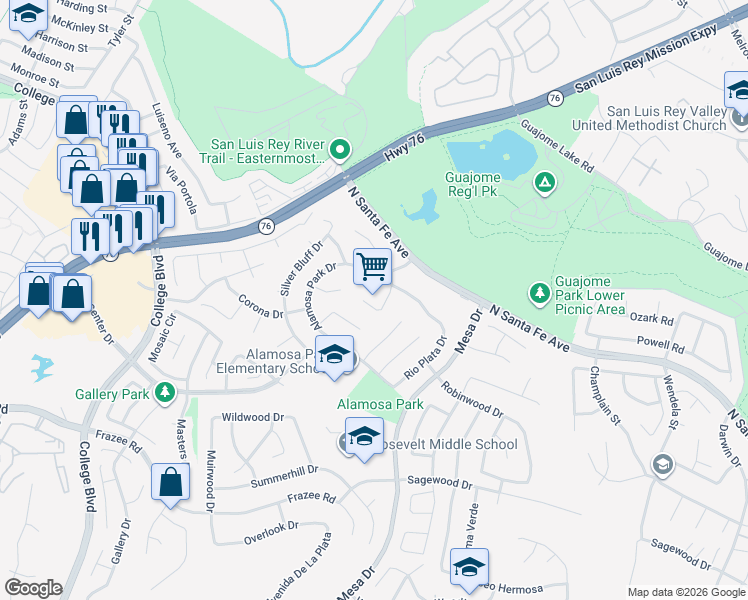 map of restaurants, bars, coffee shops, grocery stores, and more near 879 Oro Grande Street in Oceanside