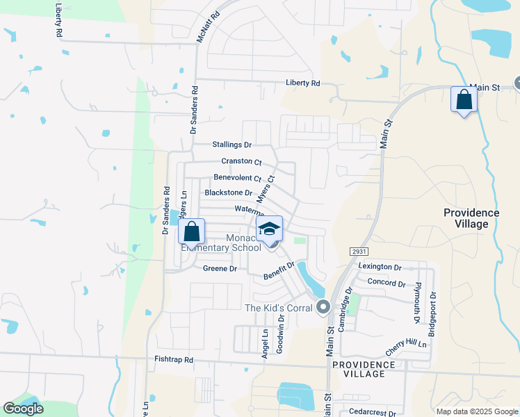 map of restaurants, bars, coffee shops, grocery stores, and more near 9201 Waterman Drive in Aubrey