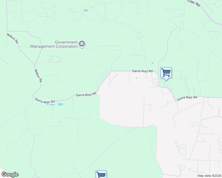 map of restaurants, bars, coffee shops, grocery stores, and more near 11905 Sierra Rojo Road in Valley Center