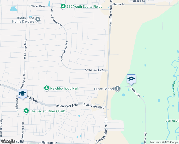 map of restaurants, bars, coffee shops, grocery stores, and more near 1728 Settlement Way in Aubrey